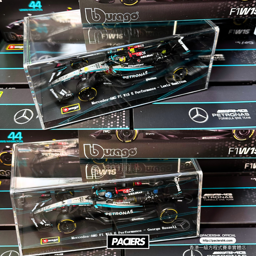 Bburago 1:43 Mercedes-AMG F1 2024 W15 with Acrylic Showcase