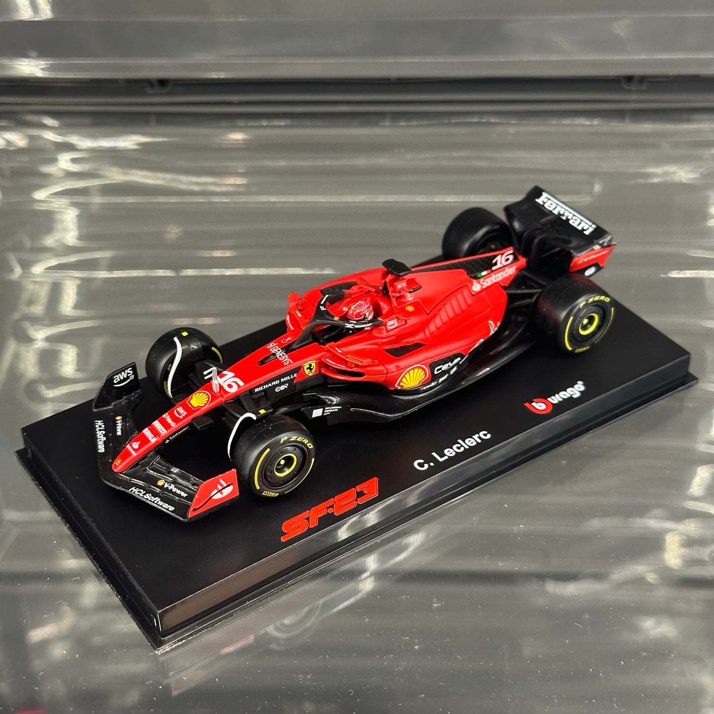 Bburago Scuderia Ferrari SF-23 (2023) with Driver's Helmet & Showcase 1:43