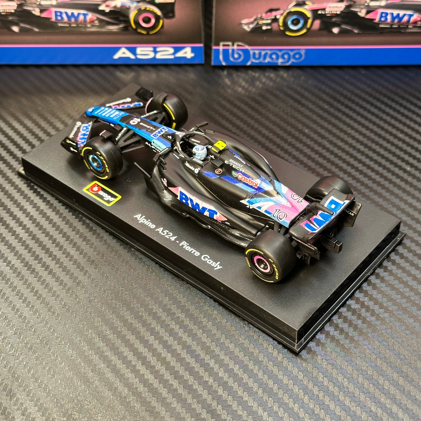 Bburago 1:43 Alpine F1 2024 A524 with Acrylic Showcase