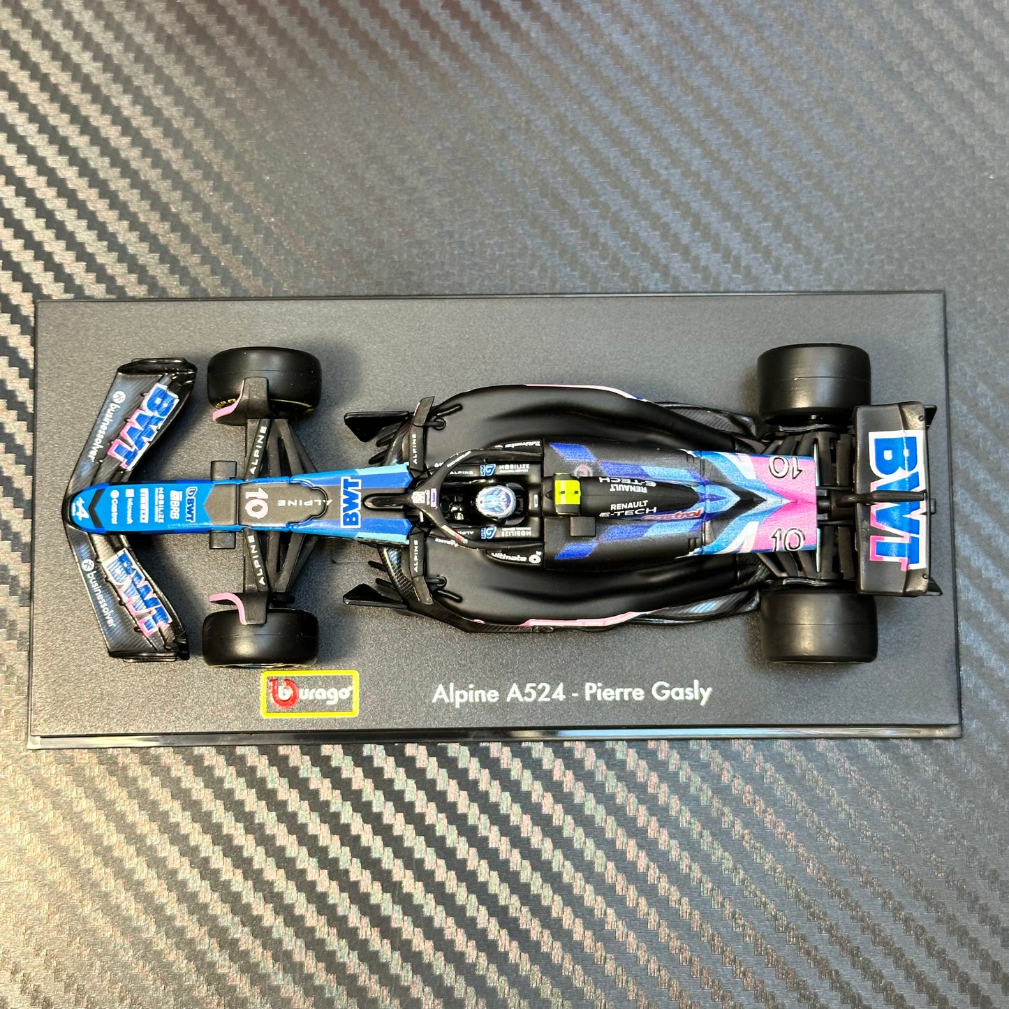 Bburago 1:43 Alpine F1 2024 A524 with Acrylic Showcase