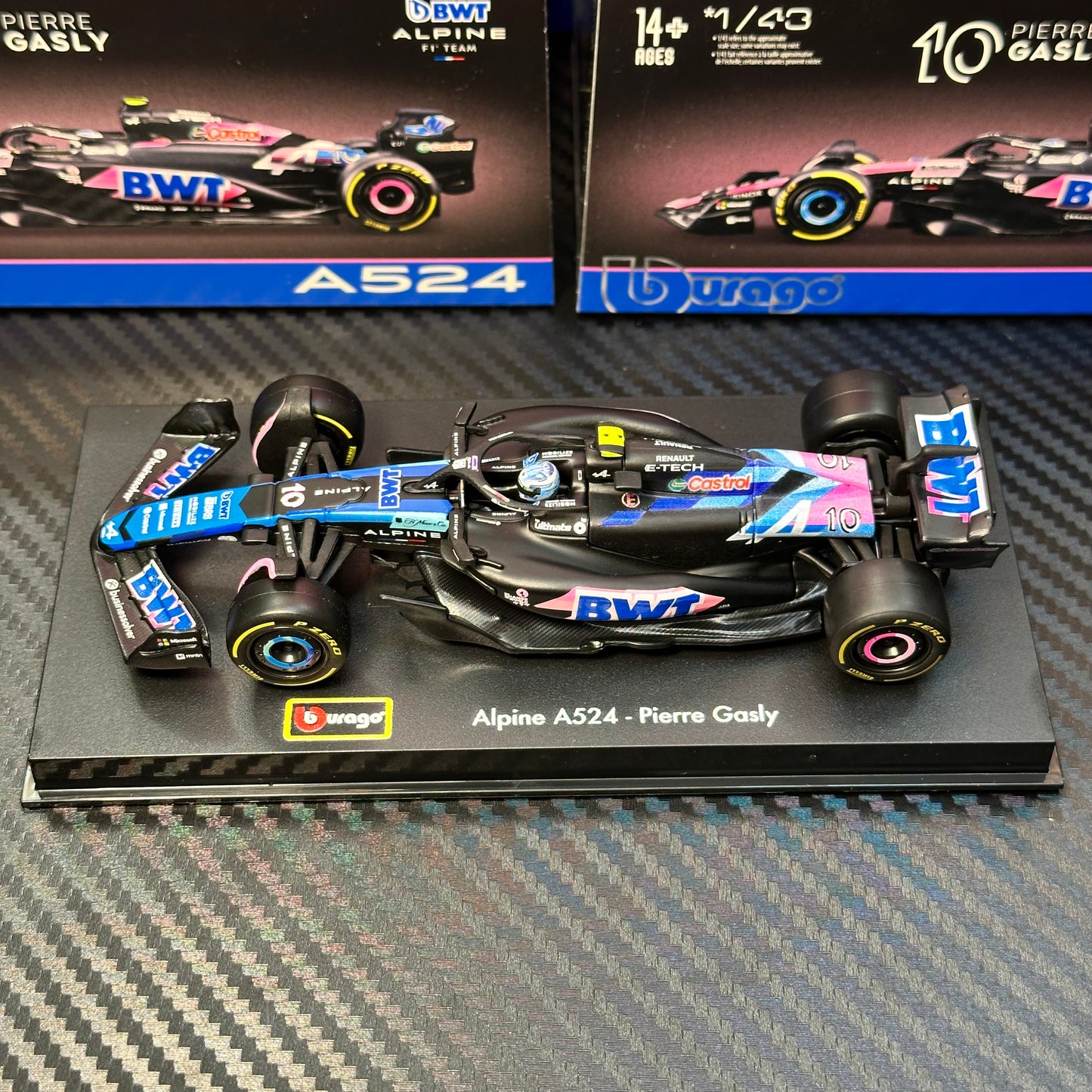 Bburago 1:43 Alpine F1 2024 A524 with Acrylic Showcase