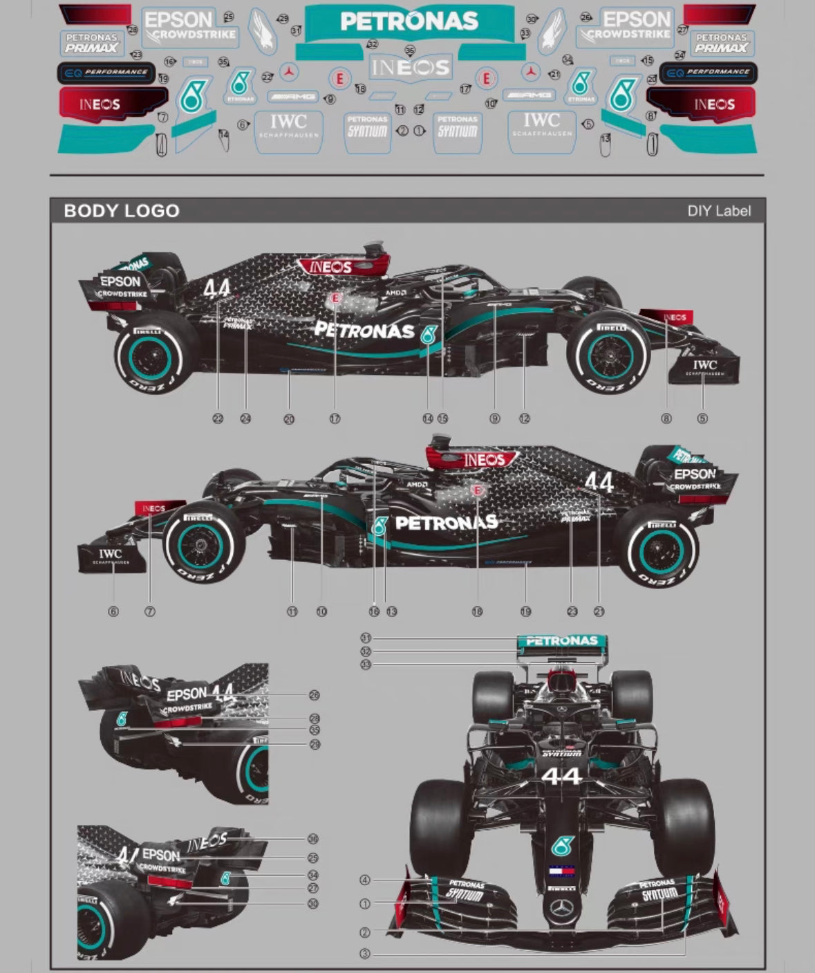 Rastar R/C F1 Race Car Mercedes-AMG F1 W11 EQ Performance (2020) 1/12