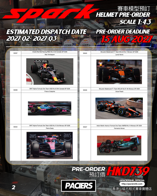 [Pre-Order] Spark 1:43 F1 Car Models 2026 - Canada GP & Monaco GP