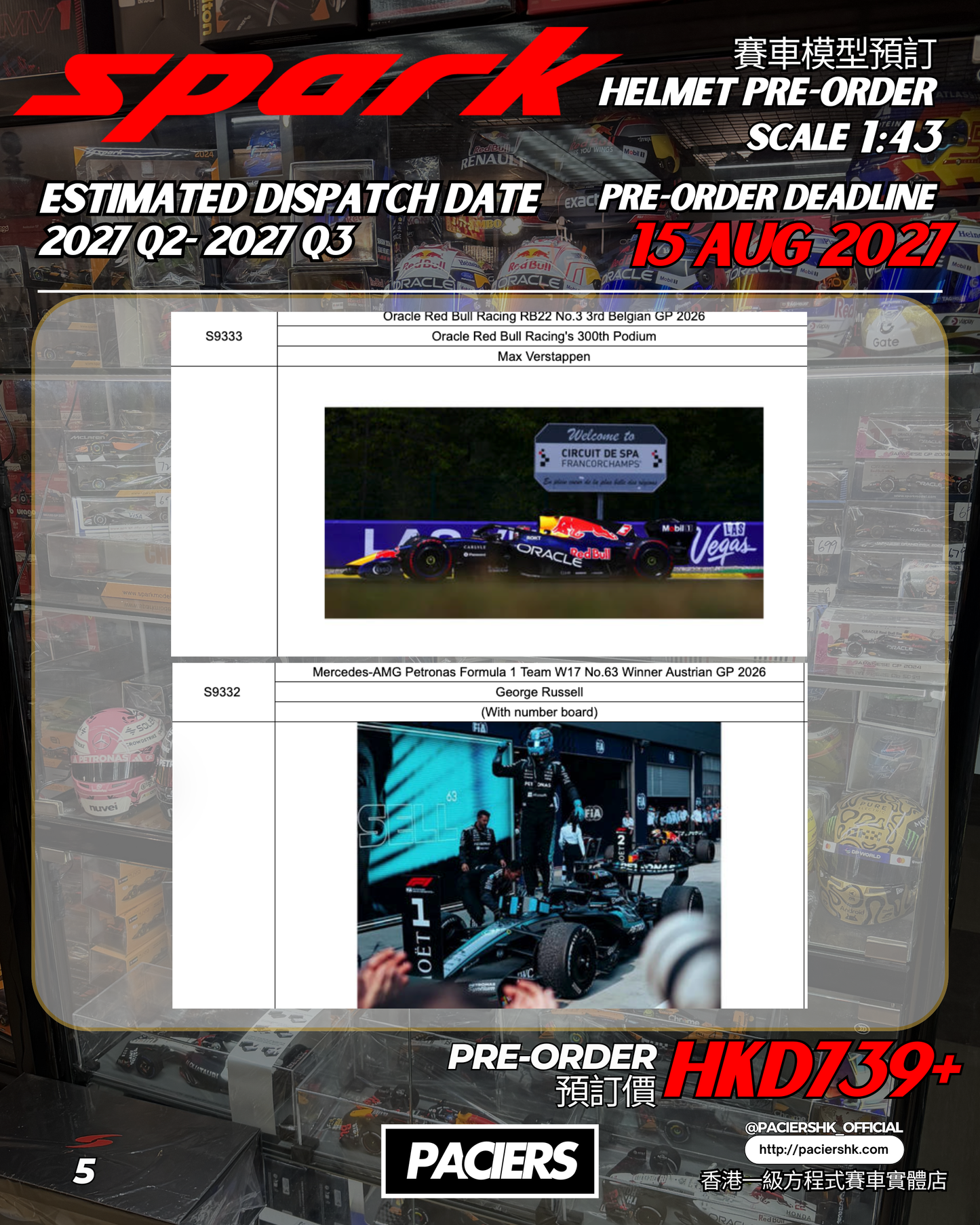 [Pre-Order] Spark 1:43 F1 Car Models 2026 - Belgian GP & Austrian GP