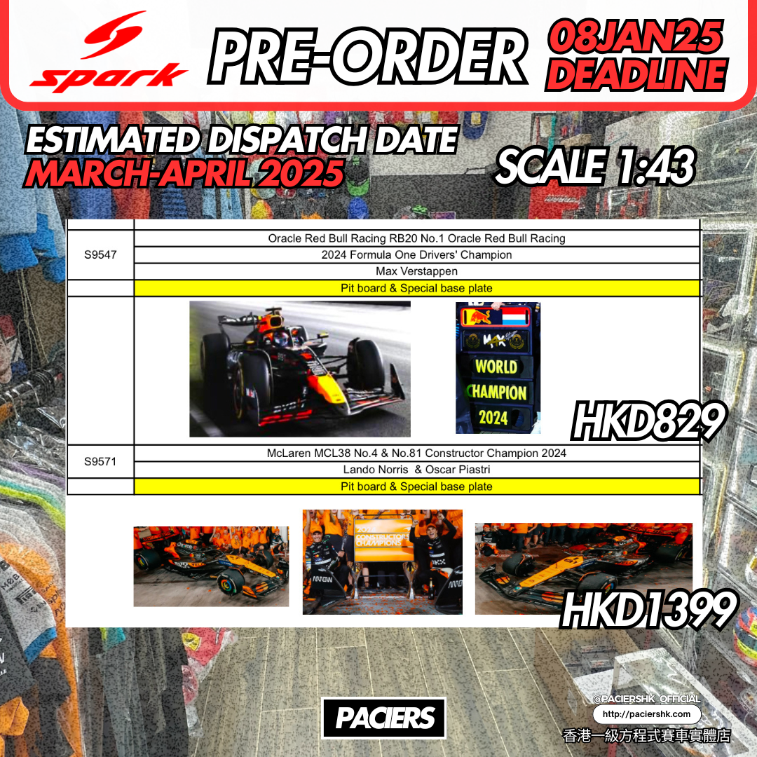 [Pre-Order] Spark 1:43 F1 2024 (DEC 2024 Batch)