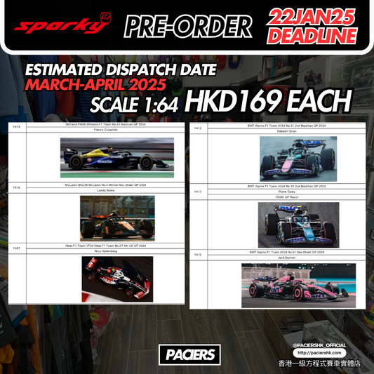 [Pre-Order] Sparky 1:64 F1 Cars (2nd Batch)