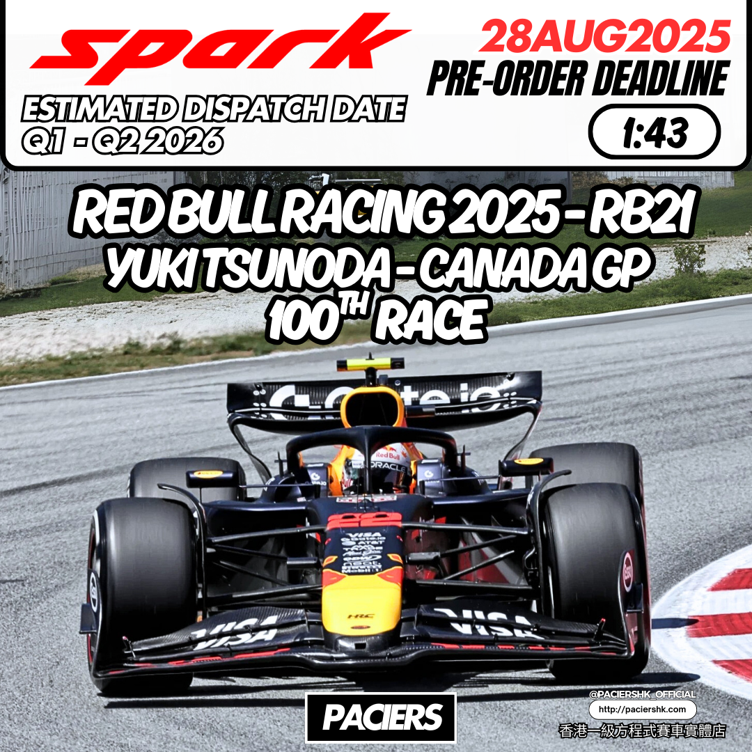[Pre-Order] Spark 1:43 Red Bull Racing 2025 RB21 Yuki Tsunoda Canadian GP - 100th Race