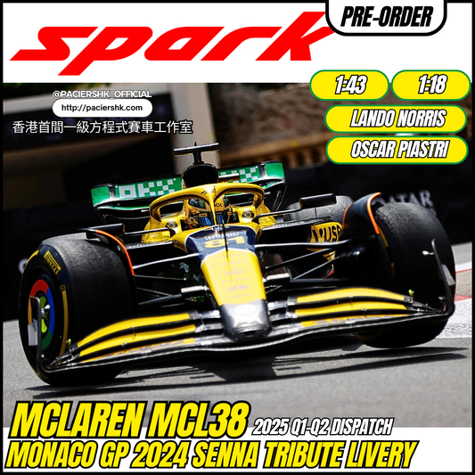 [Pre-Order] McLaren F1 2024 MCL38 Monaco GP Senna Tribute Livery Spark 1:43 | 1:18