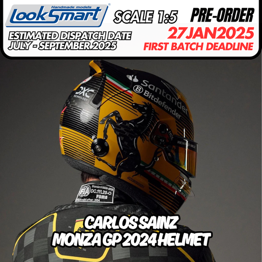 [Pre-Order] Looksmart 1:5 Scuderia Ferrari 2024 Carlos Sainz Monza GP Helmet