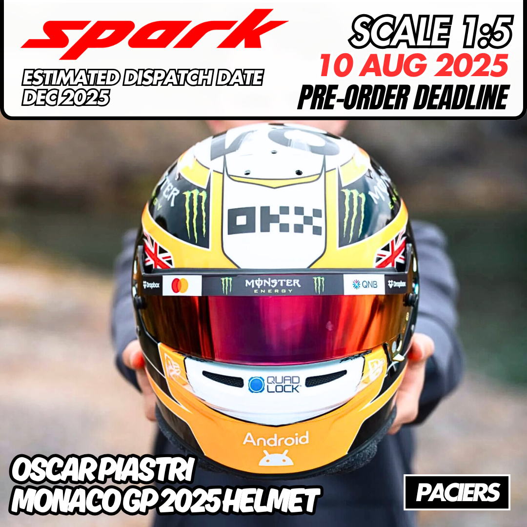 [Pre-Order] Spark 1:5 McLaren F1 2025 Oscar Piastri Monaco GP Helmet
