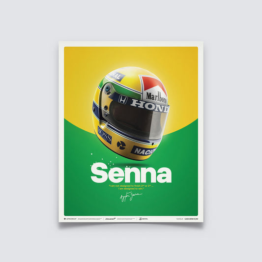 [Pre-Order] McLaren Honda MP4/4 Ayrton Senna San Marino GP Helmet Poster