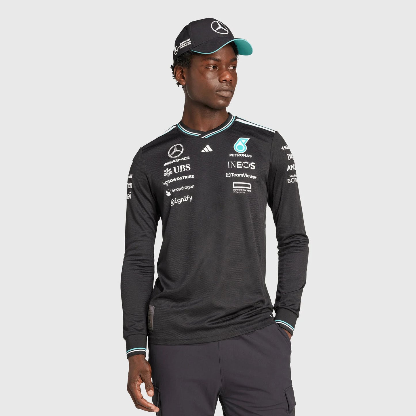 [Pre-Order] Mercedes-AMG F1 2025 Adidas Authentic Team Long Sleeve T-Shirt (2 Colours)