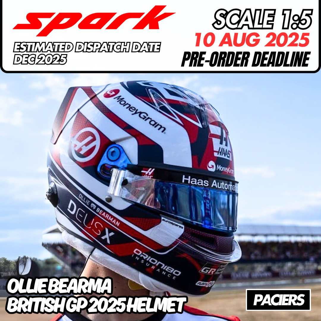 [Pre-Order] Spark 1:5 Haas F1 2025 Ollie Bearman British GP Helmet