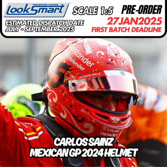 [Pre-Order] Looksmart 1:5 Scuderia Ferrari 2024 Carlos Sainz Mexican GP Helmet