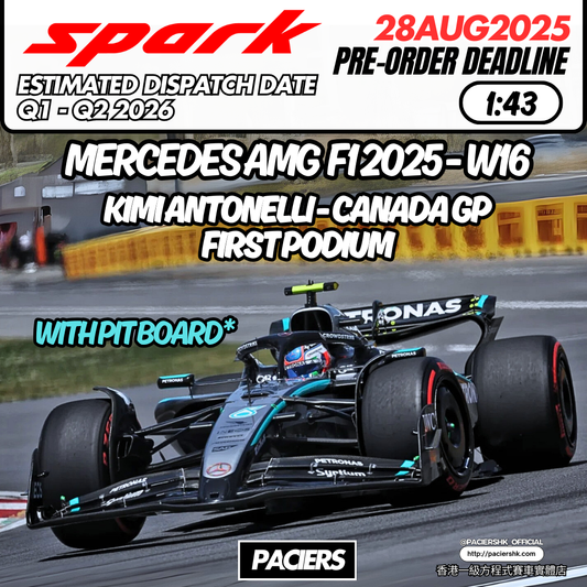 [Pre-Order] Spark 1:43 Mercedes-AMG F1 2025 W16 Kimi Antonelli Canadian GP