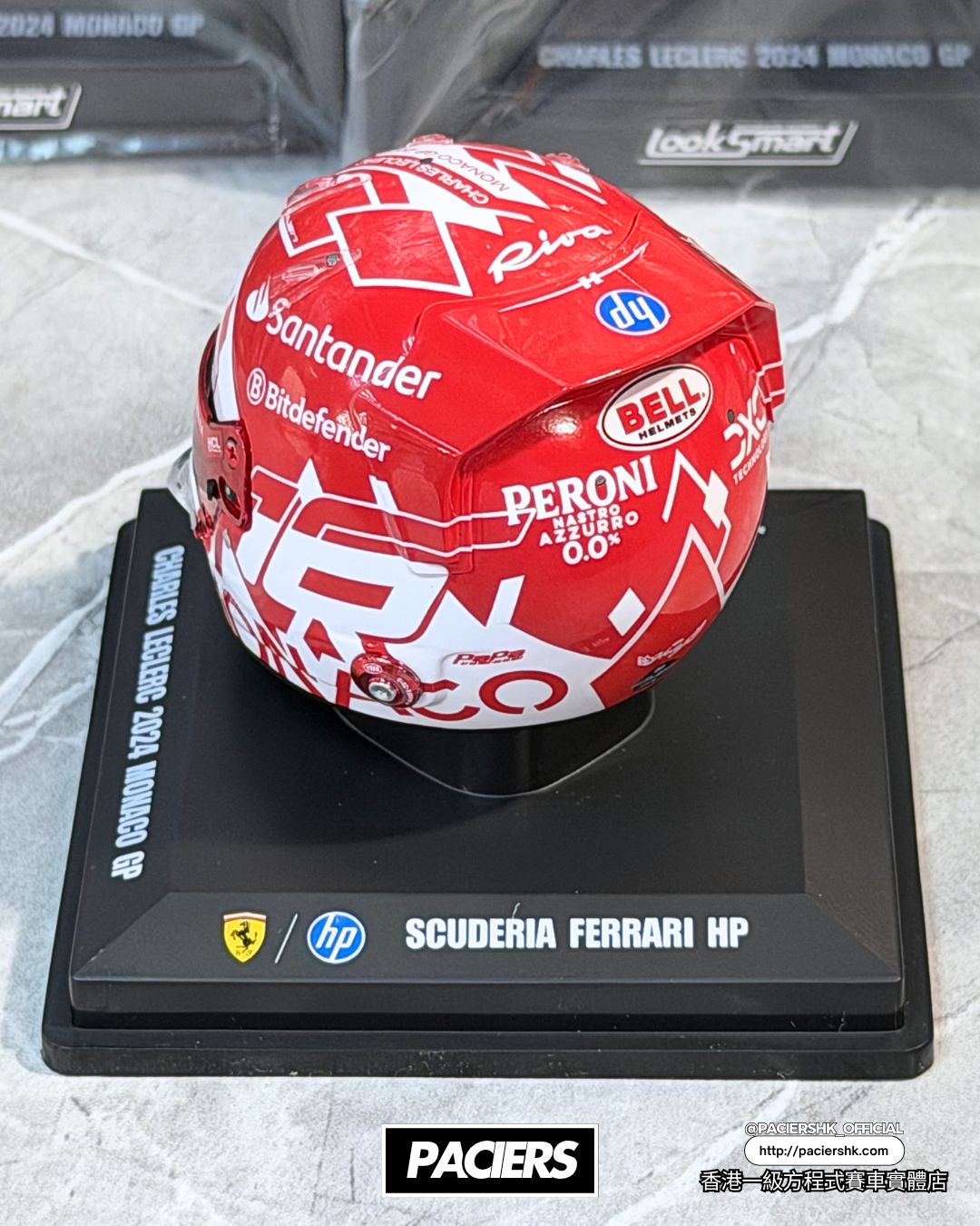 [In-Stock] Looksmart 1:5 Scuderia Ferrari 2024 Charles Leclerc Monaco GP Helmet