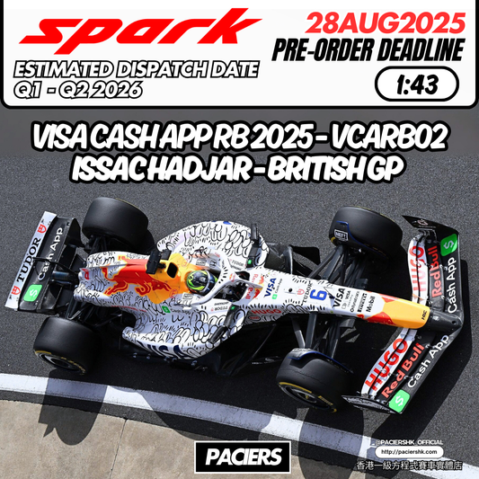 [Pre-Order] Spark 1:43 Visa Cash App RB 2025 VCARB02 Issac Hadjar British GP