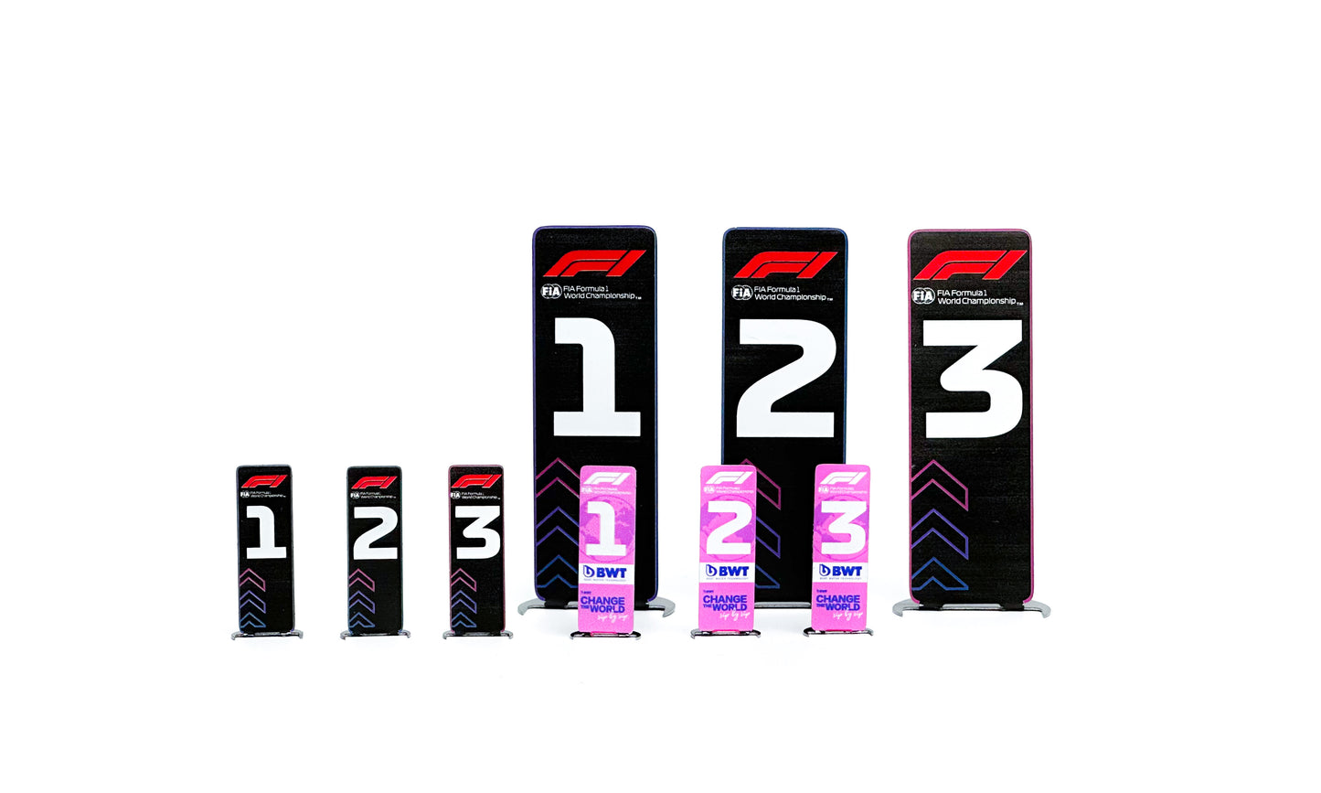 Metallic F1 Podium Cars Stand 2023