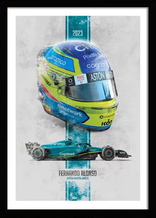 POSTER Fernando ALONSO F1 Helmets Collection 
