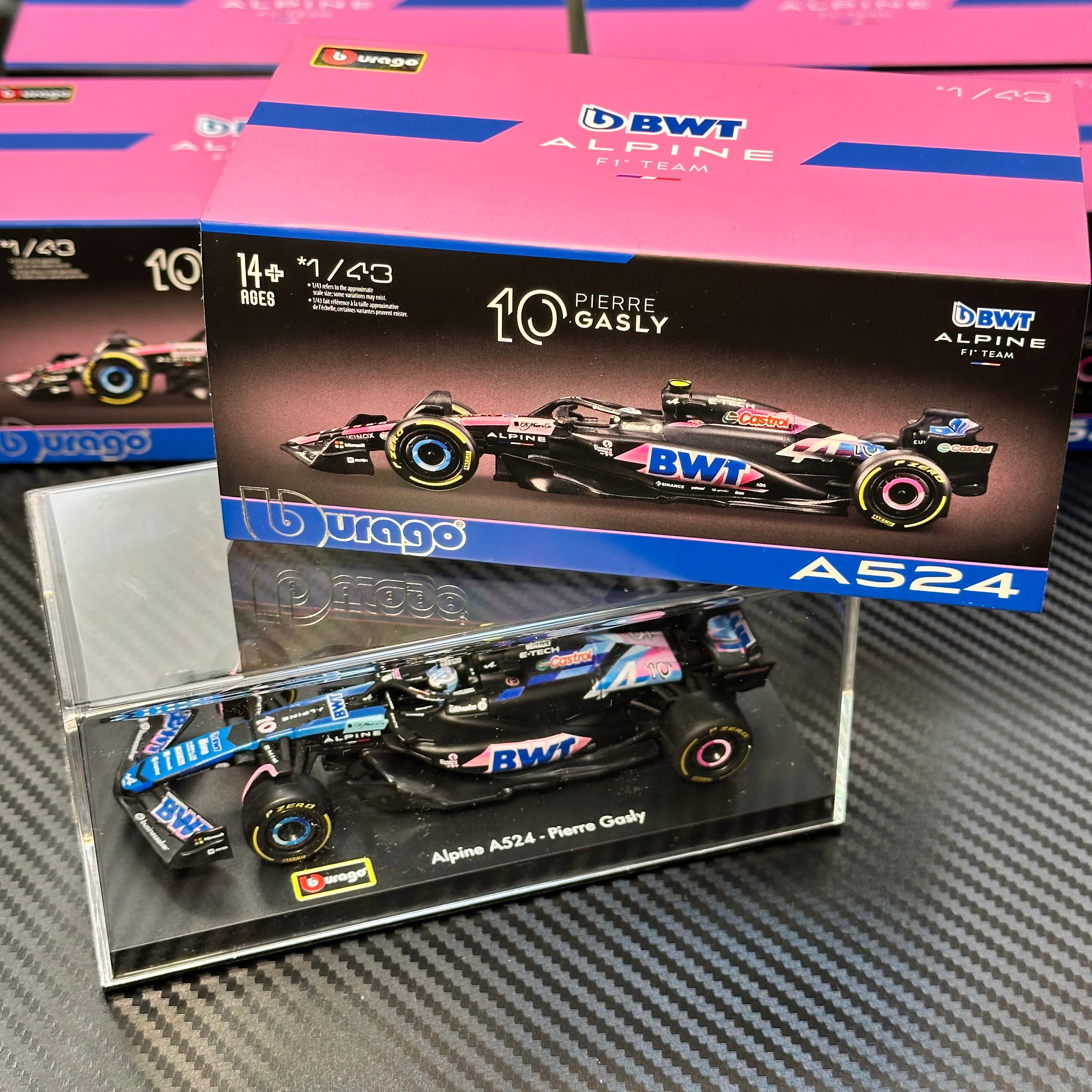 Bburago 1:43 Alpine F1 2024 A524 with Acrylic Showcase – PACIERS