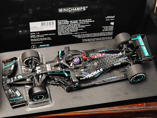 [Pre-Order] Minichamps 1:18 Mercedes W11 EQ Perfomace Lewis Hamilton British GP 2020 Tire Puncture Win