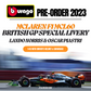 Bburago McLaren F1 MCL60 British GP Special Livery (2023) with Driver's Helmet & Showcase 1:43