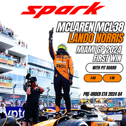 [Pre-Order] Spark 1:43 | 1:18 McLaren 2024 MCL38 Lando Norris Miami GP - First Win with Pit Board