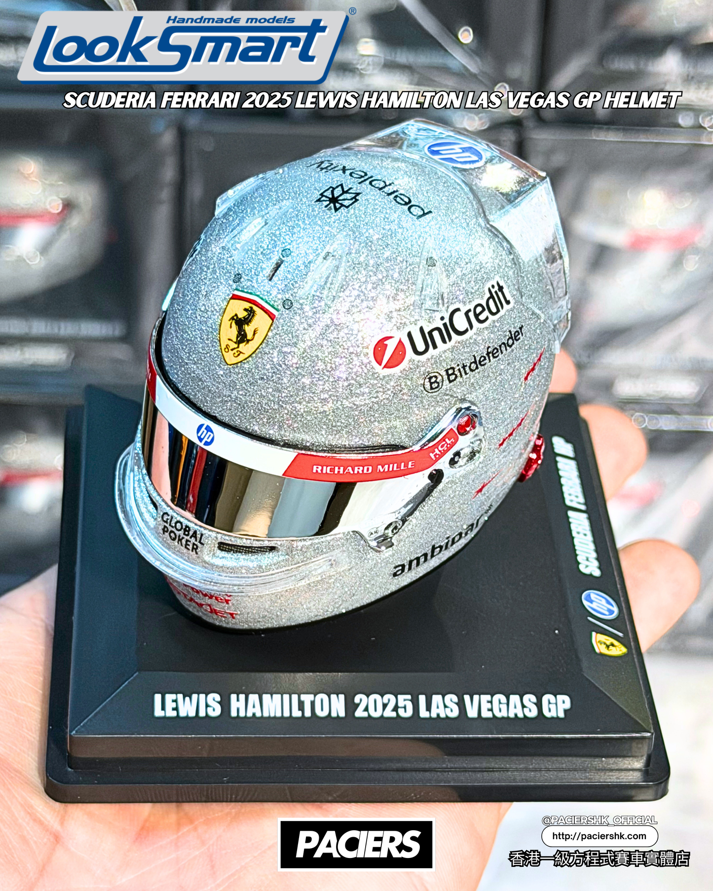 Looksmart 1:5 Scuderia Ferrari 2025 Lewis Hamilton Las Vegas Helmet