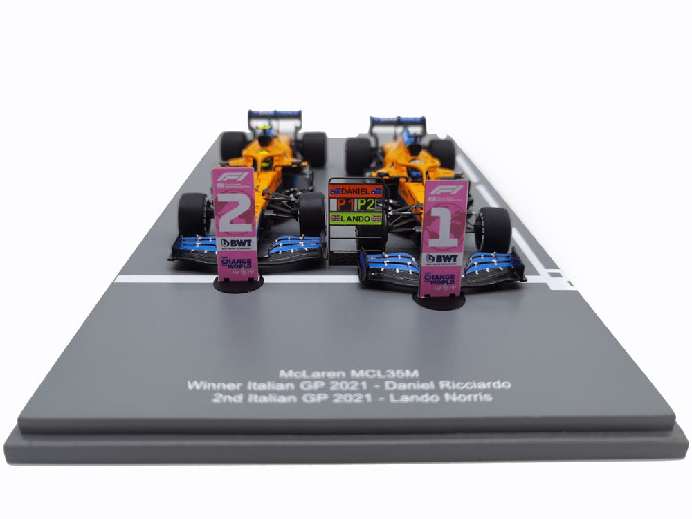[PRE-ORDER] Spark 1/43 McLaren MCL35M Italian Grand Prix 1-2 with Pit Board and Position Stand