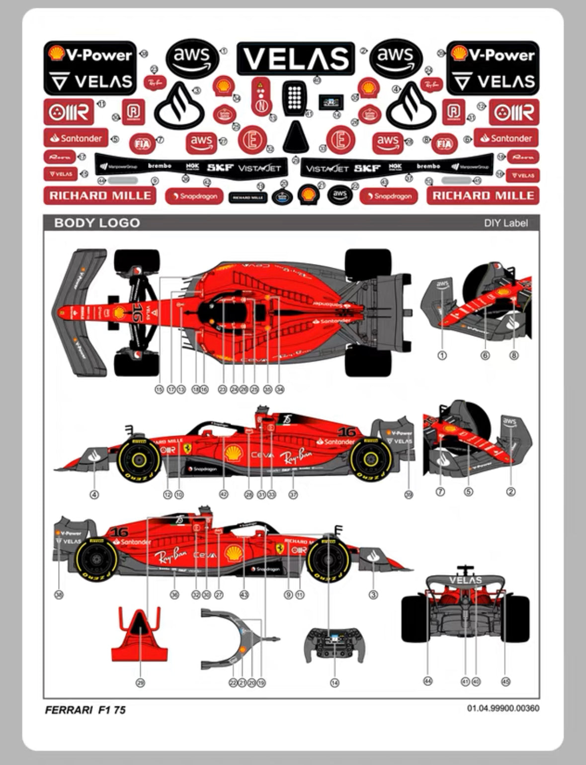 Rastar R/C F1 Race Car Scuderia Ferrari F1-75 (2022) 1:12