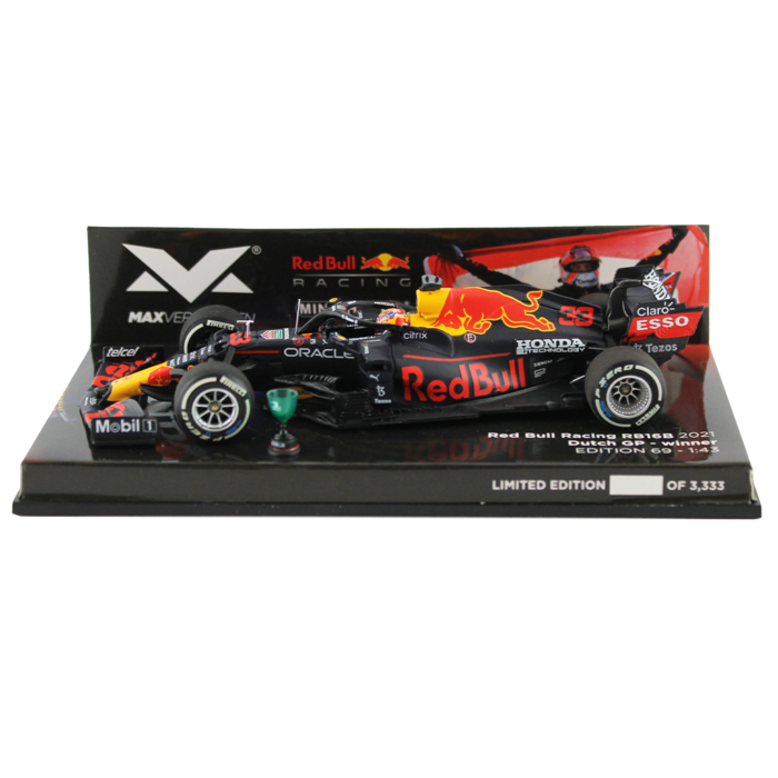 [PRE-ORDER] Minichamps 1:43 Red Bull Racing 2021 RB16B Max Verstappen Dutch Grand Prix with Trophy